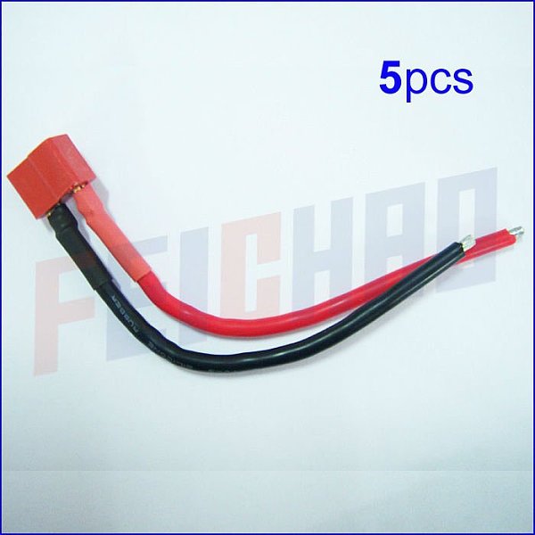 F01895-5 5 pieces Deans style T plug Female Connector 14AWG Silicone Wire Cable