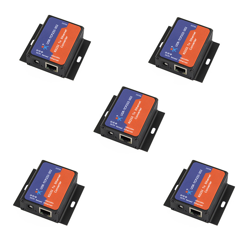5PCS USR-TCP232-302 Tiny Size Serial RS232 to Ethernet TCP IP Server Module Ethernet Converter Support DHCP/DNS, 200 Upg