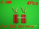 F00150/F00913, 4.0mm banana plug with housing cover For Rc Helicopter ESC Battery
