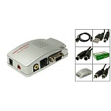 PC VGA to TV Signal Converter Box / VGA to AV Video Converter Adapter Switch Box (white)