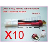 10 Sets Deans T plug Male to Tamiya Female 14AWG Wire Connector Adapte