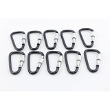 F08964 10 PCS D-shaped Lock 5# Size Carabiners Climbing Camp Keychains Clips Hooks Color Black