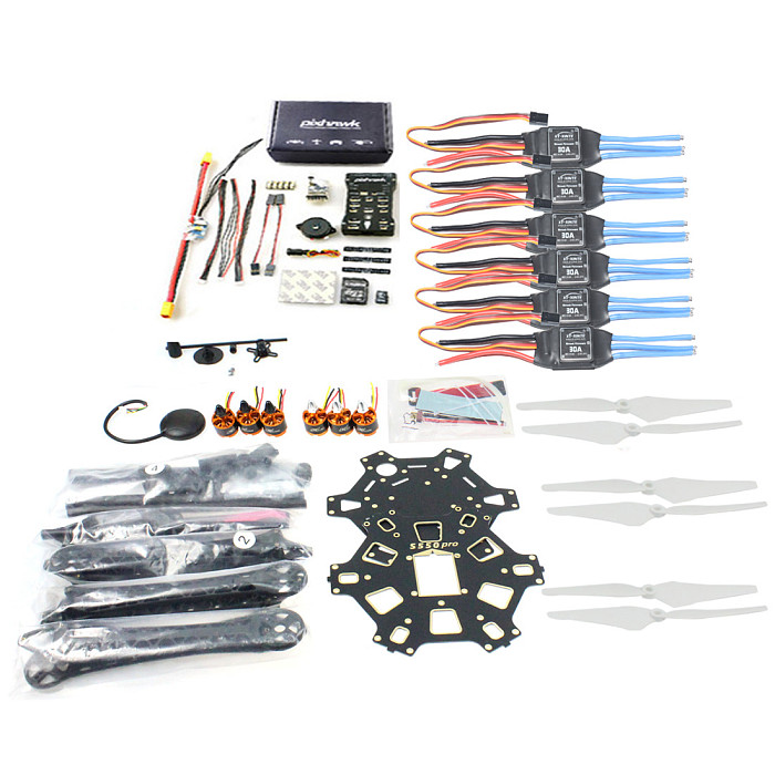 DIY Hexacopter 6-axle Aircraft Kit HMF S550 Frame PXIHAWK PX4 Flight Control 920KV Motor GPS 9343 Propers 30A ESC