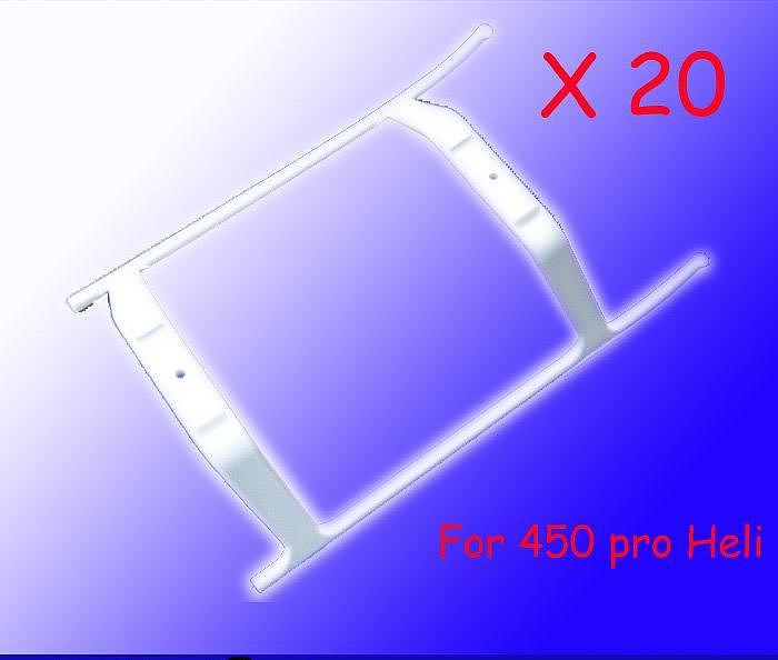 20pcs/lot White Plastic Landing Skid Set (one hole) As H45050 Landing gear,TREX 450 PRO RC Helicopter