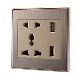 Dual USB Port Wall Plug Panel 1A Charging Socket Adapter Power Outlet