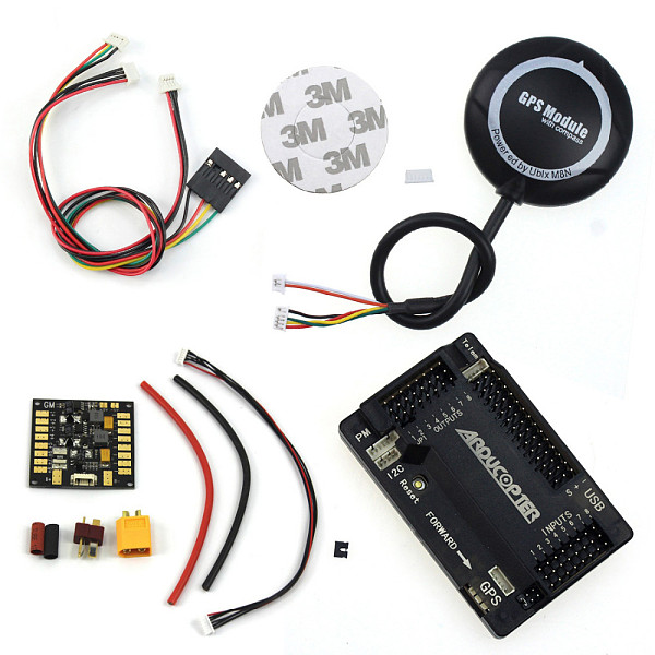 APM 2.8 Flight Controller + M8N GPS with Compass + Connect Cable+Power Distribution Board for FPV DIY RC Drone Aircraft