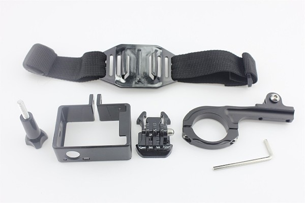 Outdoor Motorcycle Shooting Kit: Aluminum Bike Handlebar + Protective Frame + Helmet Strap for Gopro Hero4 3plus 3 2