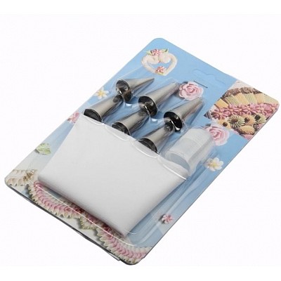 F09117 Six Nozzles Plus Converters With One Decorating Bag Small Size Kitchen Tool xt-xinte