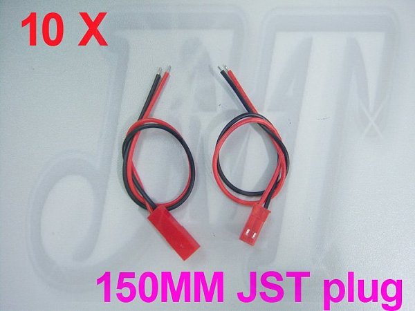 10Pairs 150mm 15cm JST CONNECTOR PLUGS PLUG WIRES for RC PLANE BEC LIPO BATTERY