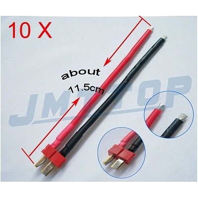 F02105-10 10 pcs Deans Style T Plug Male Connector Silicone Wire With 11.5CM 14awg