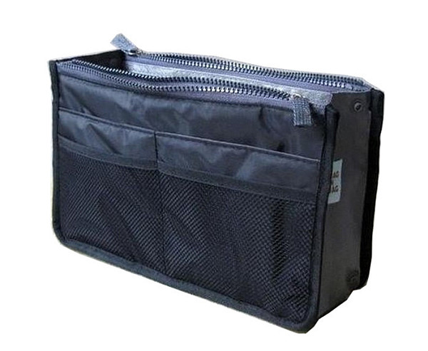Portable Multifunctional Double Zipper Travel Organizer Cosmetic Makeup Bag Pockets Storage Handbag