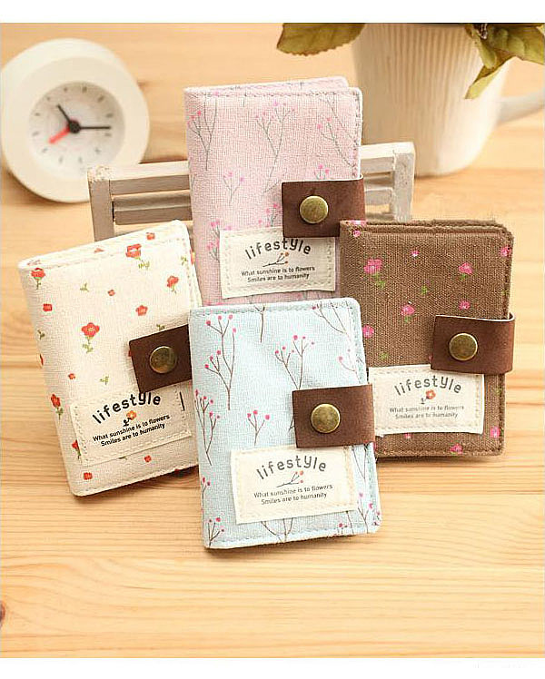 Elegant Country Style Canvas Credit Business ID Card Bag Pocket Wallet Holder Coin Pouch 20 slots