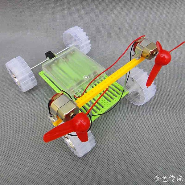 Turn Air Powered Car Double Motor Propeller Toy DIY Assembling Model 18*13*14cm 4WD Smart Robot Car Chassis RC Toy