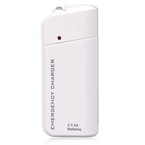 White 2 X AA Battery USB Portable Emergency Charger for iPhone iPod Android HTC Samsung Blackberry Sony-Ericsson
