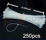 F01916 250pcs 4mm*300mm Nylon Cable Tie Zip,Fasten wire,Self Locking wrap,RC model,Daily /Electrical appliances