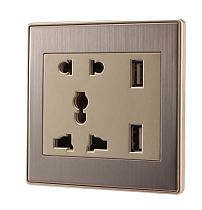 Dual USB Port Wall Plug Panel 1A Charging Socket Adapter Power Outlet