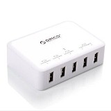 AB0050 ORICO DCAP-5S 40Watt 5 Ports USB AC Wall Charger With 5V 2.4A Ports and 5V 1A Ports for Smart Phone White