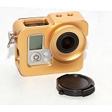 New Golden Aluminium Protective Housing Case Border Shell W/ Lens Cap for GoPro Hero3 Camera