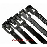 10Pcs 8x250 mm Releasable Nylon Cable Tie Zip Ties Black