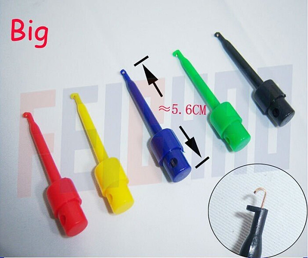 5 colors 56MM Large SMD IC Single Hook Clip Grabbers Test Probe cable For multimeter wire lead