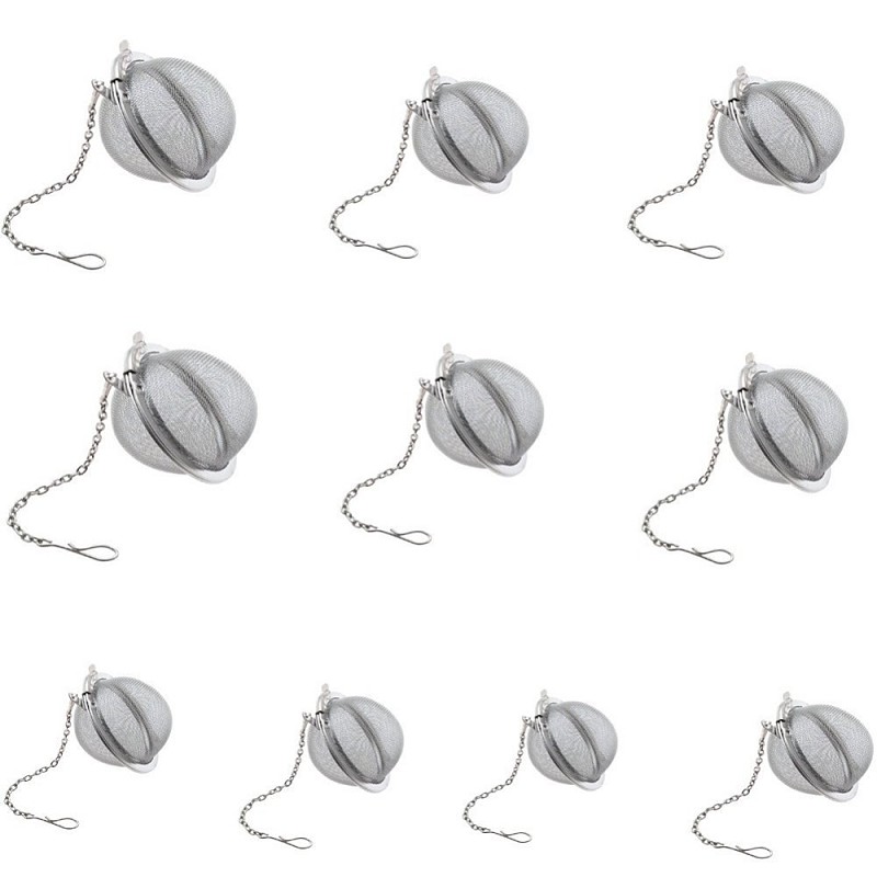 F15012-10 10Pcs/Lot Diameter 5cm Round Mesh Stainless Steel Spoon Tea Infuser Strainer / Lock Tea Spice Mesh Ball
