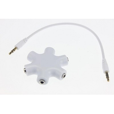 6-Way 3.5mm Stereo Audio Headphone Splitter Cable Headset Hub Adapter for MP3 MP4 Mobile Phone DVD Player