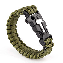 2pcs bracelets survival paracord with scraper whistle and matches for outside sports Black and Green Army Wholesale
