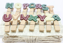 14Pcs Letters Pattern Mini Wooden Clip Photo Paper Wood Pegs Kids Crafts Party Favor