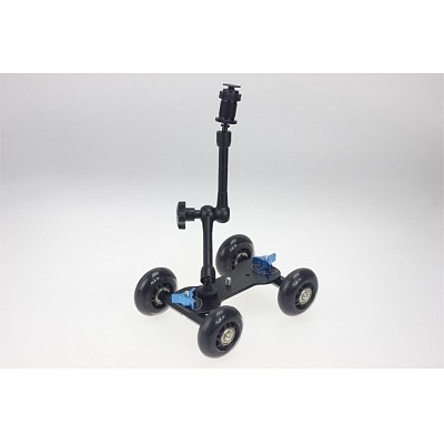 Friction Articulating Magic Arm 11 inch + Photography Pulley Car Mute Skater Wheel Track for 5d2 DSLR Camera Camcorder