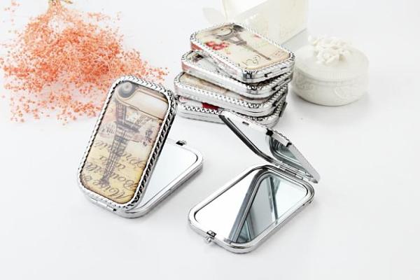 S01361 1 Piece Creative Paris Eiffel Tower Pattern Makeup Mirror Portable Folding Double-Sided Cosmetic Mirror Make Up T