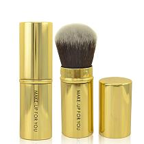 S00692 Professional Synthetic Hair Makeup Brush Gold Retractable Cosmetic tool Face Blender for Loose Powder Blush Found