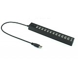New Acasis H018 13 Port High Speed USB 2.0 Hub for Phone PC with Power Adapter And 2 Control Switches ABS Made Case