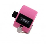 1Pcs Plastic 4 Digit Number Figure Display Manual Hand Tally Mechanical Palm Clicker Counter - Pink