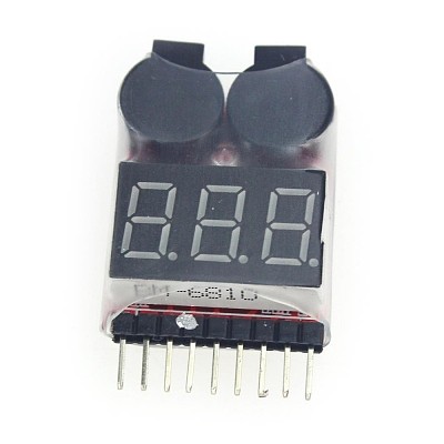 50Pcs Lipo Battery Voltage Tester Volt Meter Indicator Checker Dual Speaker 1S-8S Low Voltage Buzzer Alarm 2 IN 1