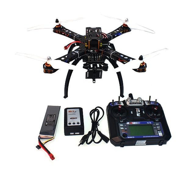 4-Axis Assembled RC Helicopter with APM2.8 Flight Control+FS-i6 6CH Transmitter+GPS Folding Antenna Mount+Camera PTZ