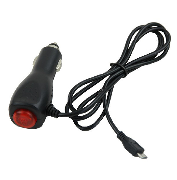 F08390 1.2 Meters 12V / 24V Micro USB Car Truck Charger Adapter with Power Switch For Mobilephone