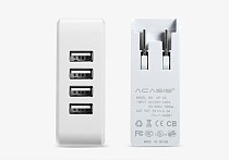 Acasis UP-04 4 Port High Speed USB 2.0 Hub 4.6A Charger for Smart Phone PC With US Plug