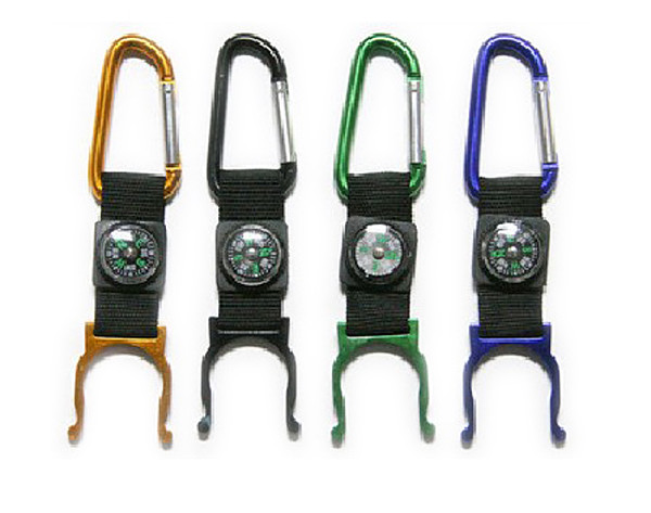 Outdoor Locking Carabiner Water Holder Bottle Clip Strap Snap hook with Camping Compass