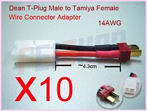 10 Sets Deans T plug Male to Tamiya Female 14AWG Wire Connector Adapte