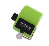 1Pcs Plastic 4 Digit Number Figure Display Manual Hand Tally Mechanical Palm Clicker Counter - Green