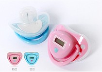 Baby Pacifier Shaped Soft Safe Digital LCD Nipple Thermometer for Children Temperature & Fever Alarm Blue/Pink Optional