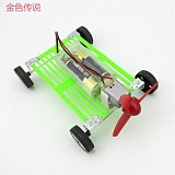 DIY Assembles Toy Motor Propeller Wind Power Car DIY for Kids 8*11*15cm 4WD Smart Robot Car Chassis Green Energy RC Toy
