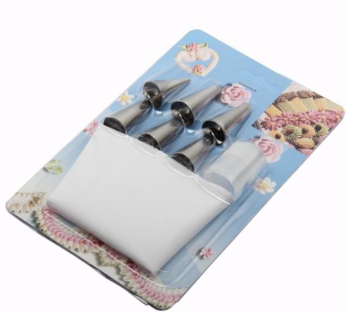F09117 Six Nozzles Plus Converters With One Decorating Bag Small Size Kitchen Tool xt-xinte