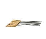 AB13099 Primitive Picnic BBQ Tool 10Pcs Stainless Steel Pin Wooden Handle Kebab Kabob Grilled Skewers Roasted Needle 30c