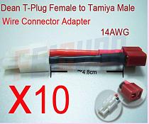10 sets Deans T plug Female to Tamiya Male 14AWG Wire Connector Adapter Convertor