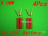 4.0mm banana plug with housing cover For Rc Helicopter ESC Battery