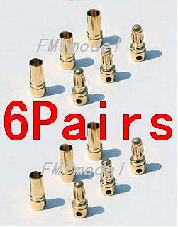 F00149-6 6Pairs Thick Gold Plated 3.5mm Bullet Connector ( banana plug ) For ESC battery