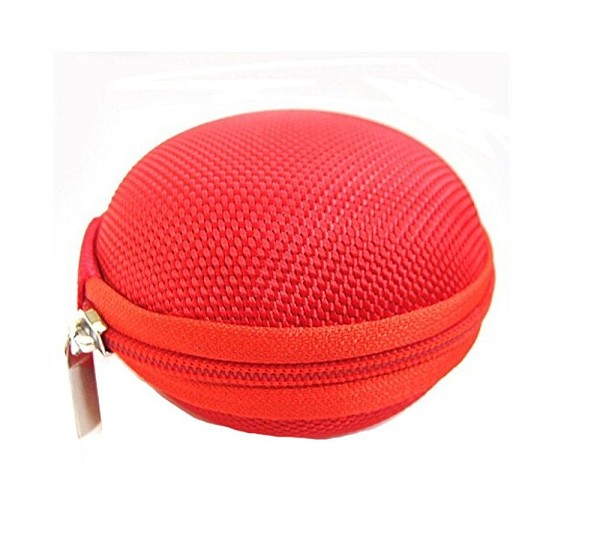 Round Portable Mini Earphone Carrying Hard Case Bag / Data Cable Pouch for Earphone Headphone SD TF Cards Cable Cord Wi