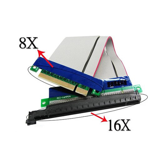 F07584 PCI-E 8X To 16X Graphics Card Adapter Cable Flexible Ribbon Extender Extension Cable