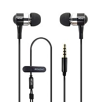 MOAO MP280 3.5mm Metal Bass with Microphone Ear Headphones Unit Fever Level Music Sound Headset for MP3 MP4